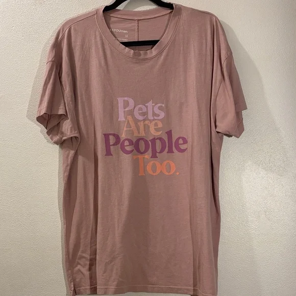 good hYOUman Pink Tee - Pets Are People Too - Picture 1 of 9
